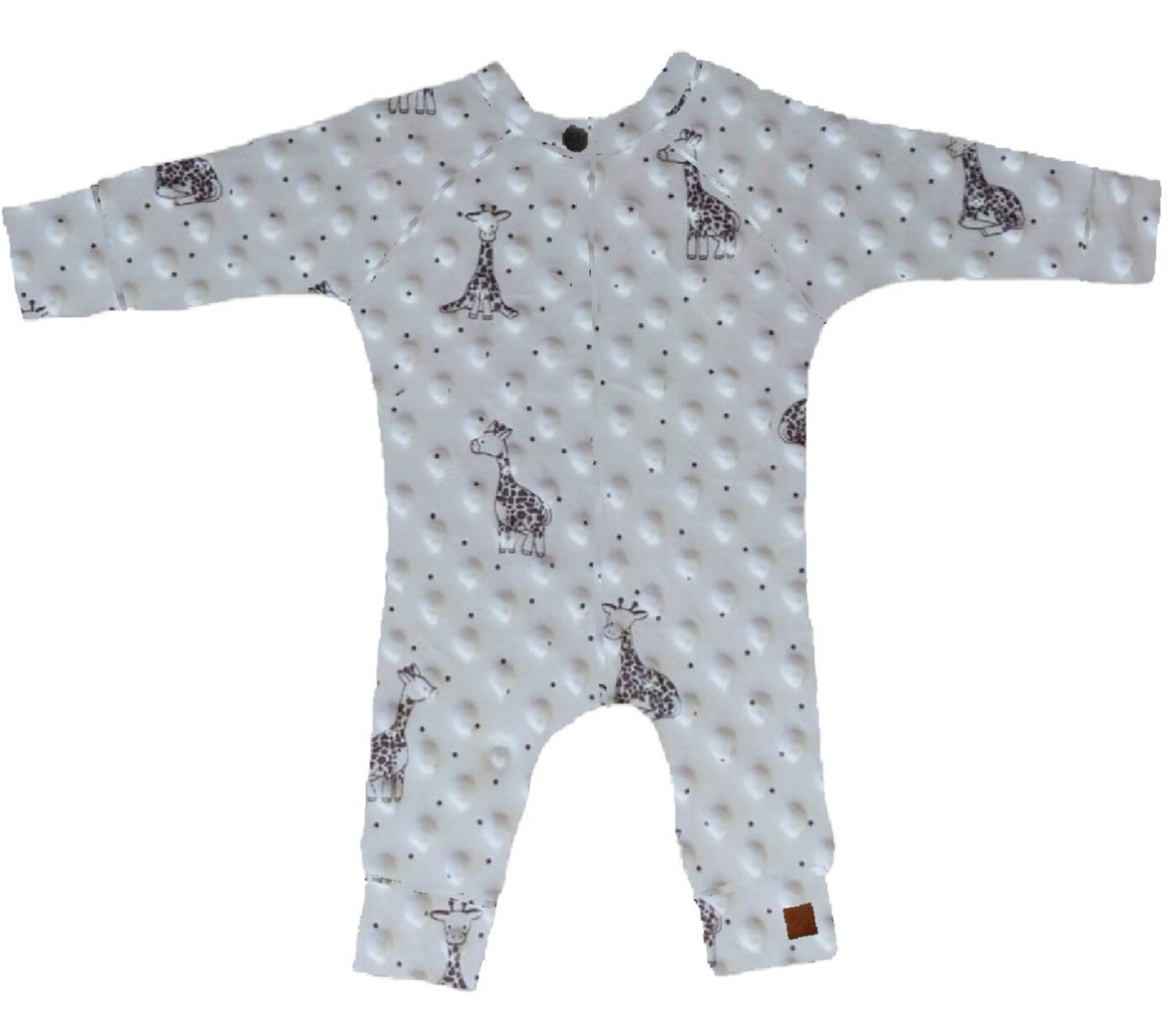 Onesie minky wit met girafjes lange mouw