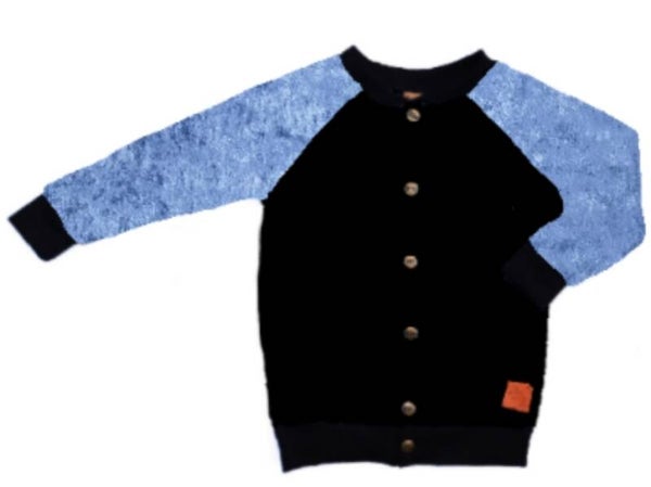 Vest zwart met Velours Blauw