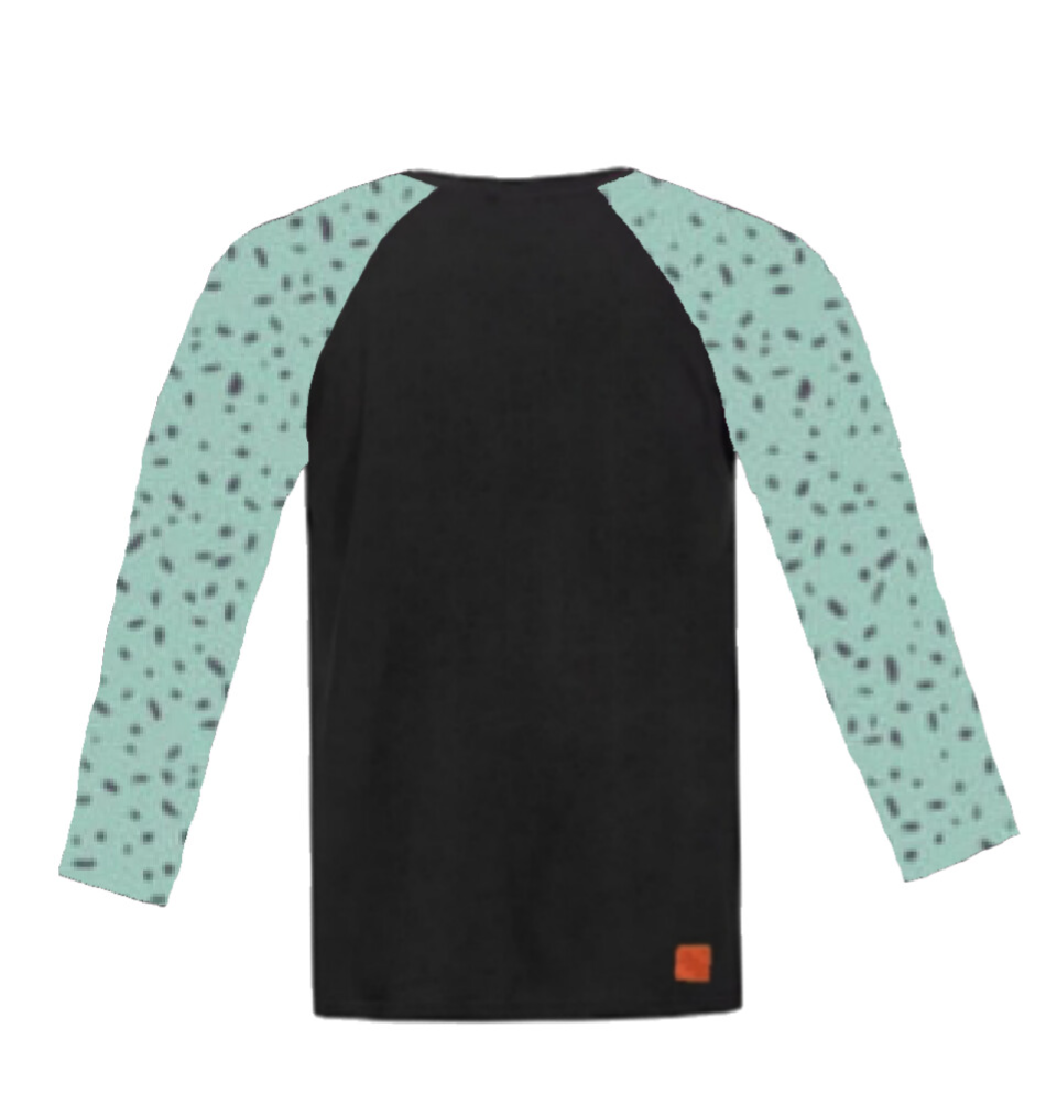 Shirt zwart met mouwen spikkel groen
