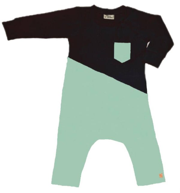 Prematuur onesie zwart mint