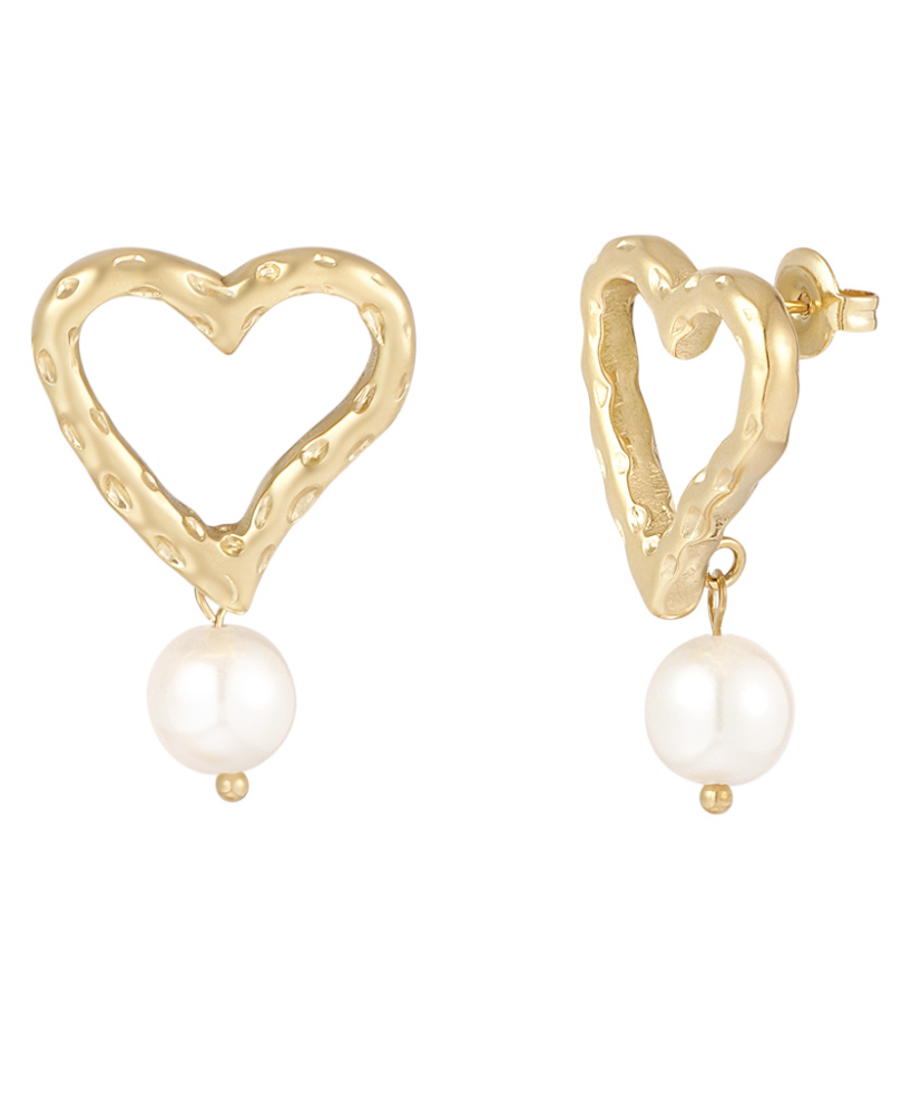 Sweetheart pearl oorbellen goud