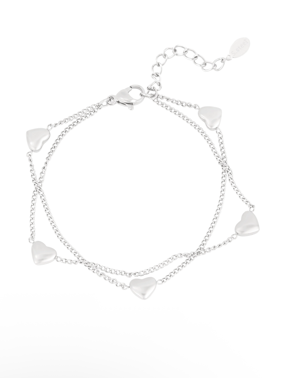 Lots of hearts armband zilver