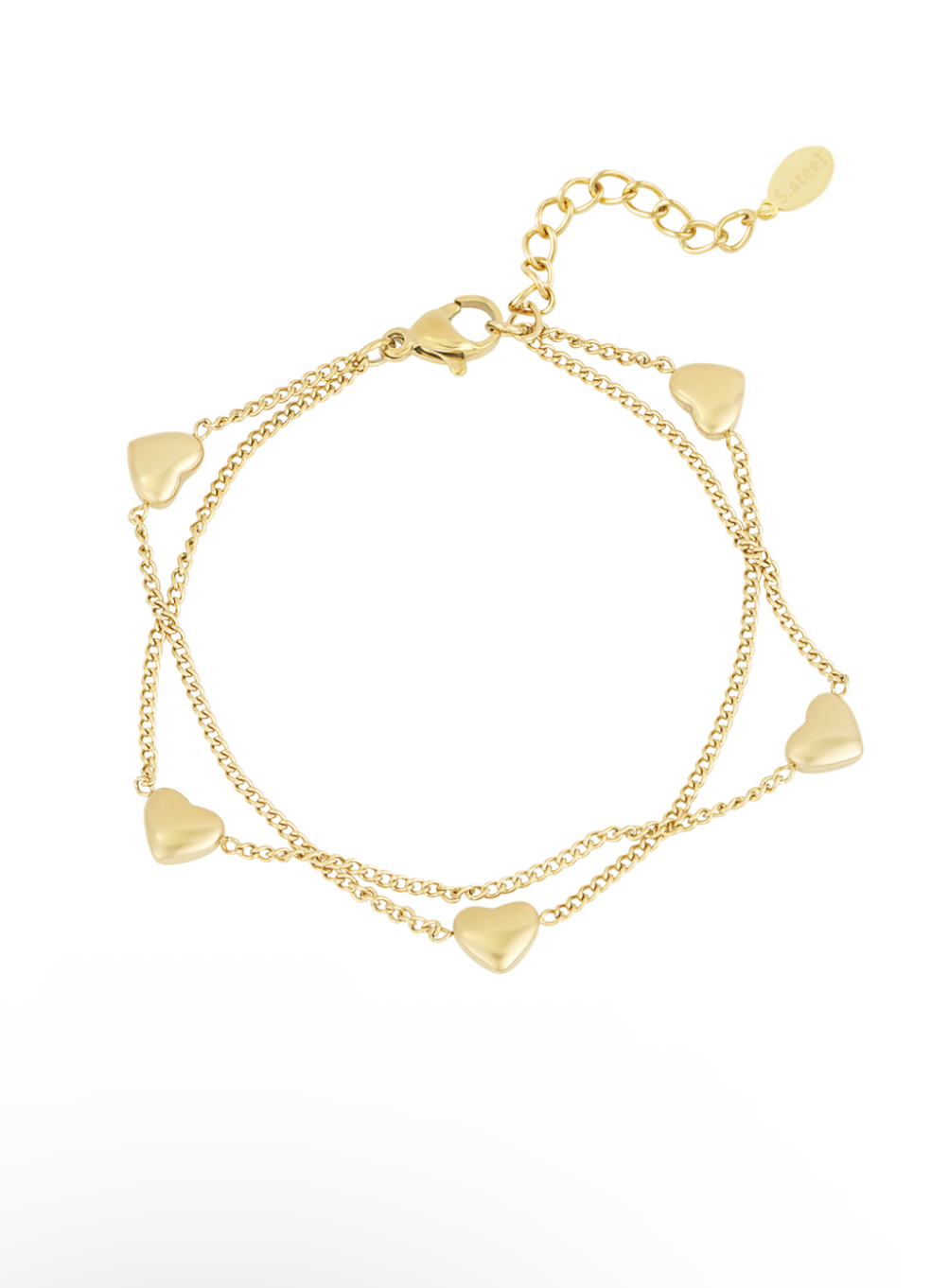 Lots of hearts armband goud