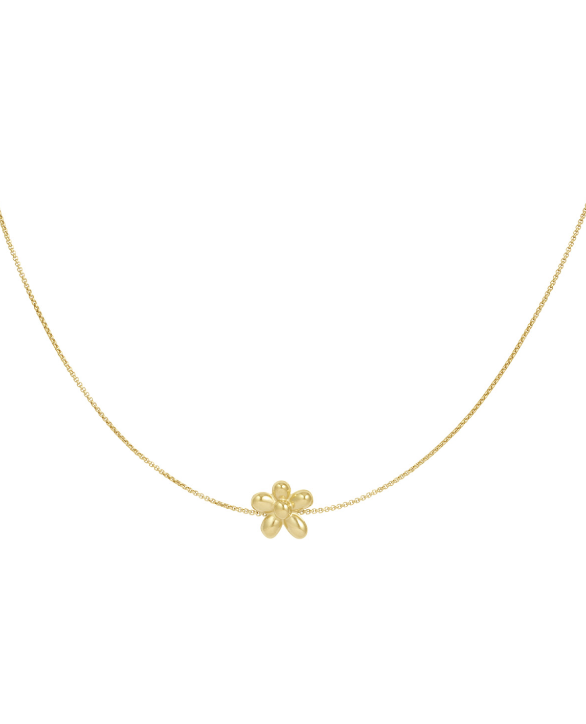 Puffy flower ketting goud