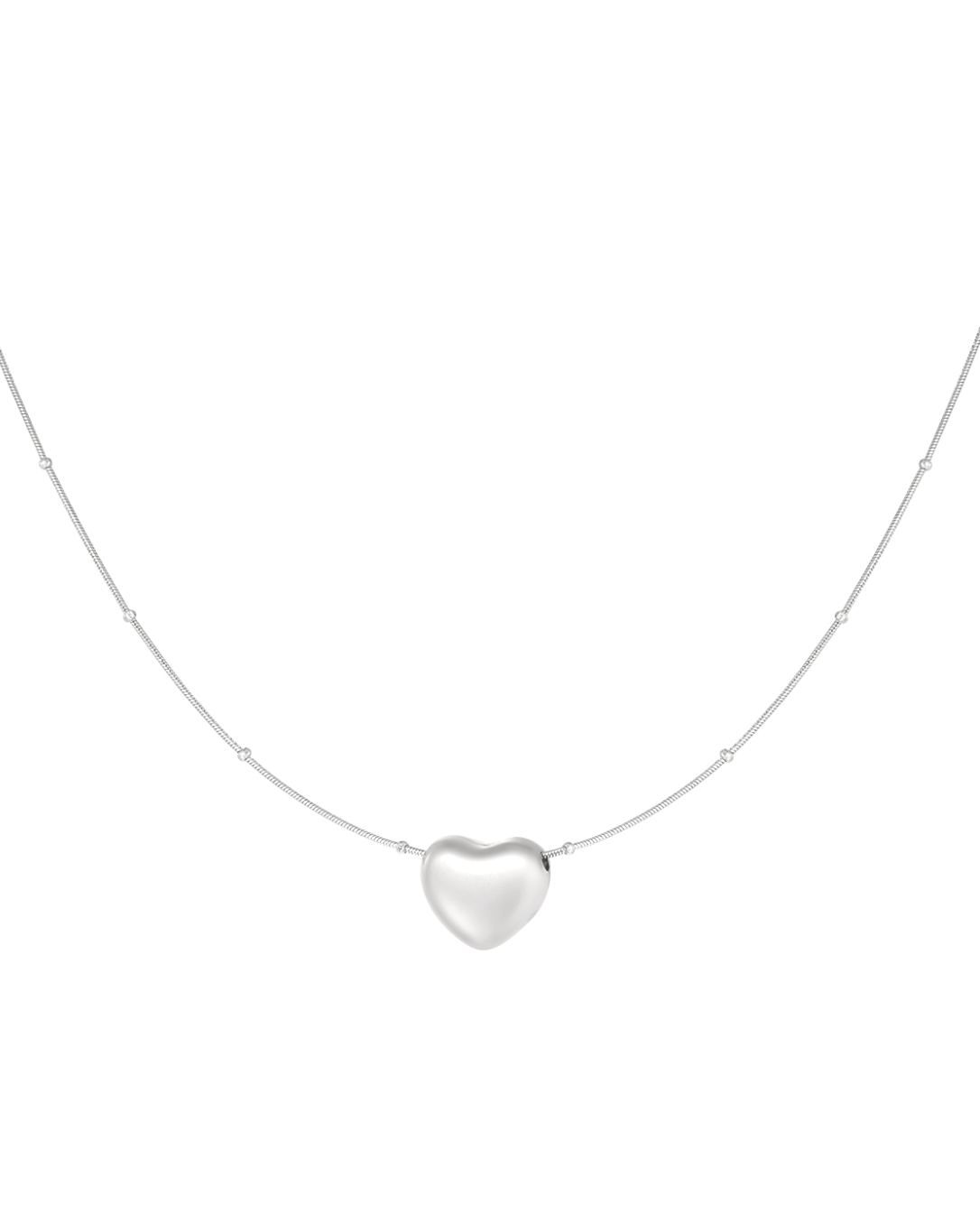 Soft heart ketting zilver