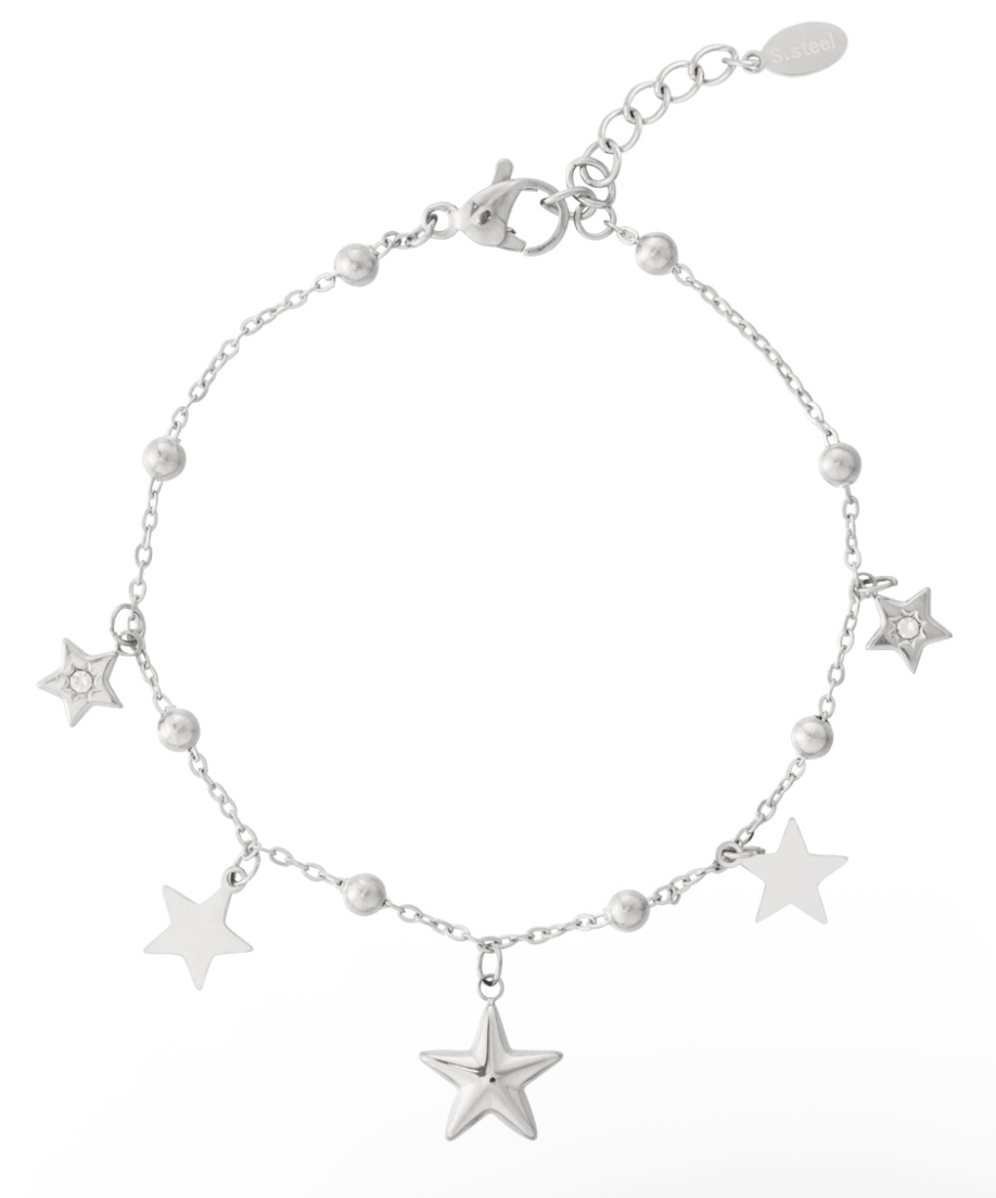 Star charm armband zilver