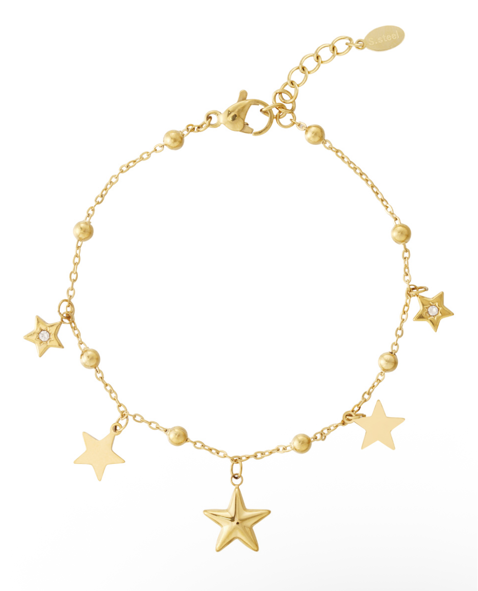 Star charm armband goud