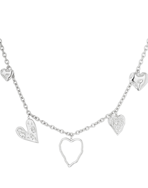 Heartful statement ketting zilver