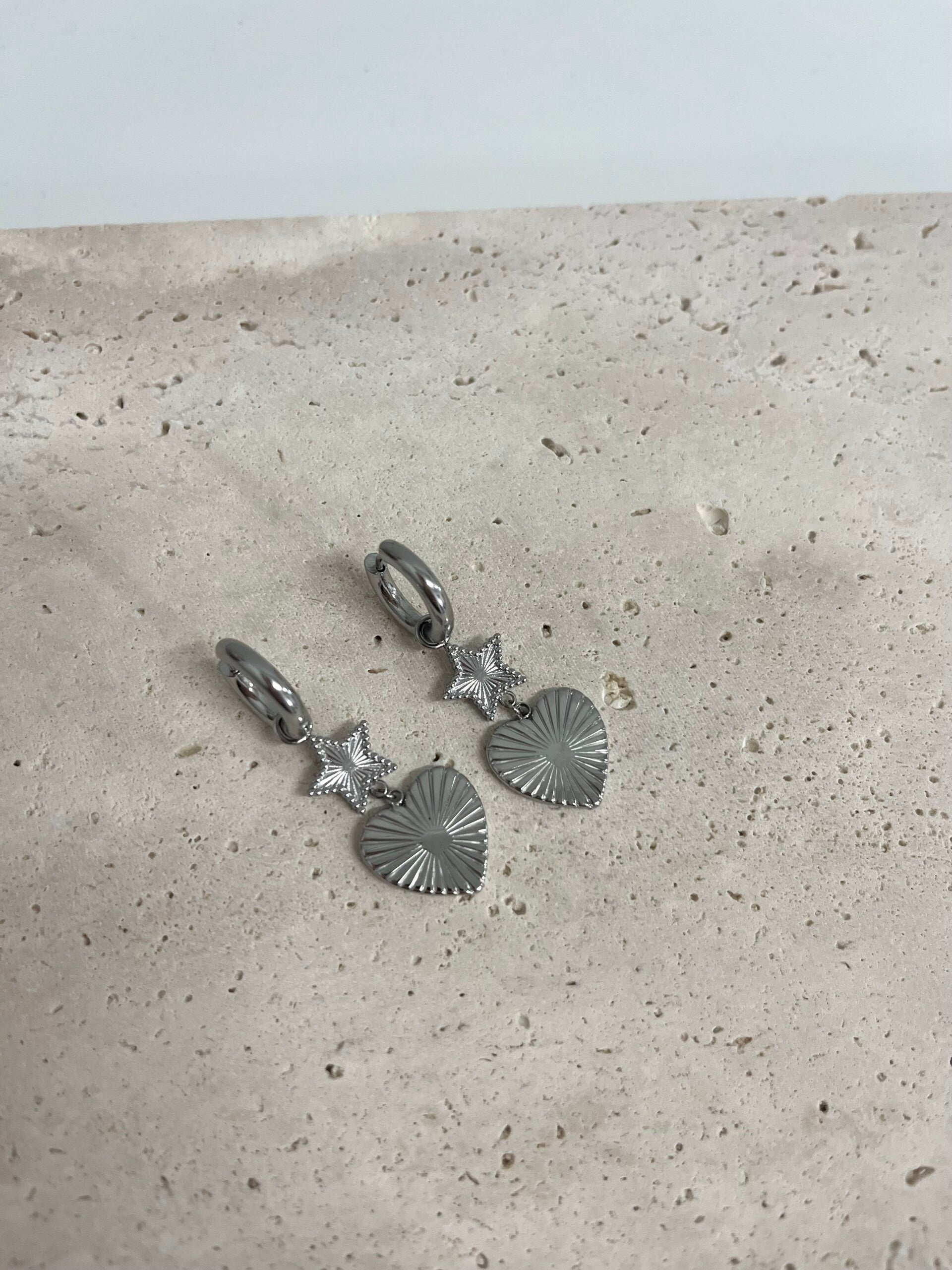 ster hart oorbellen zilver