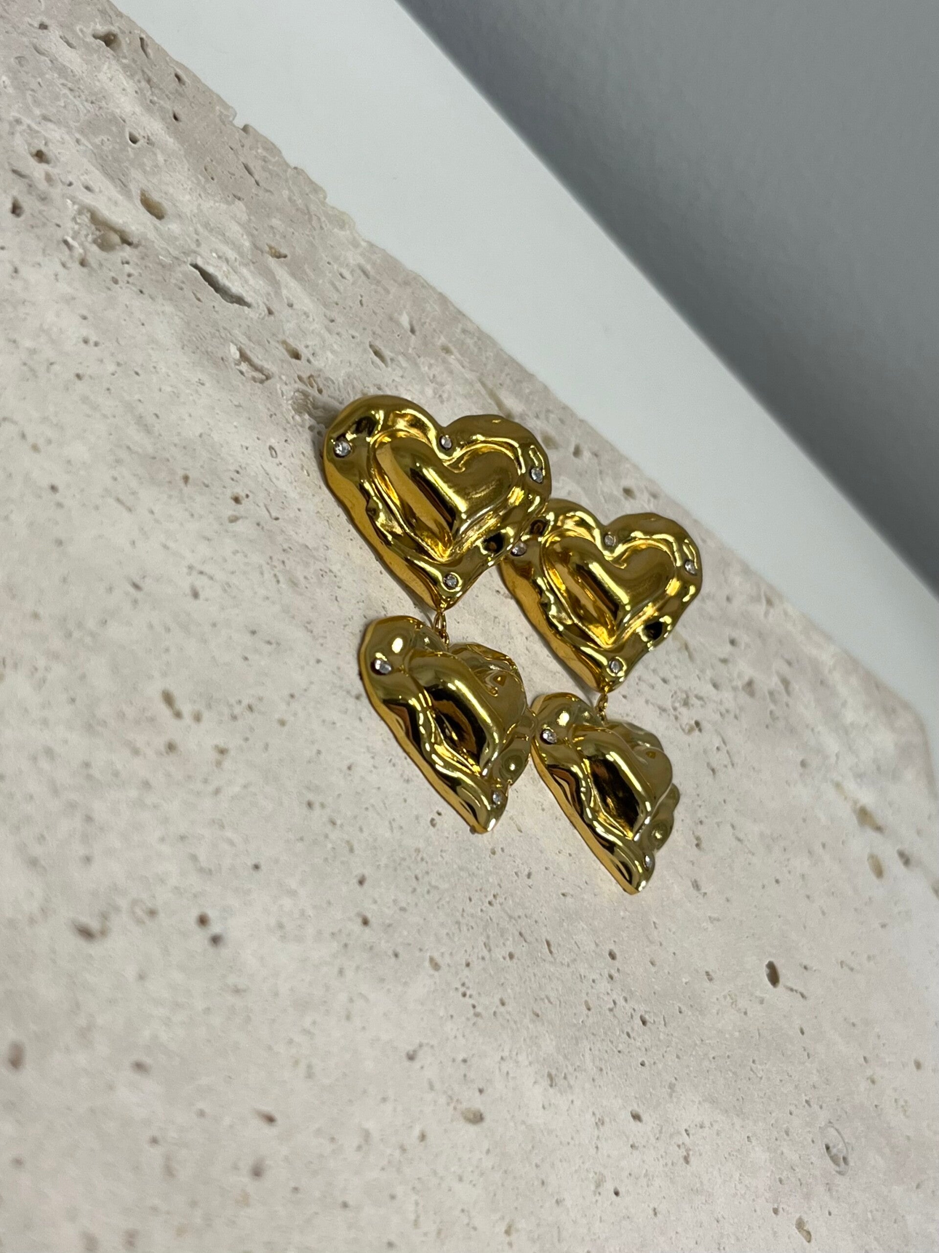 Bubbly hearts oorbellen goud