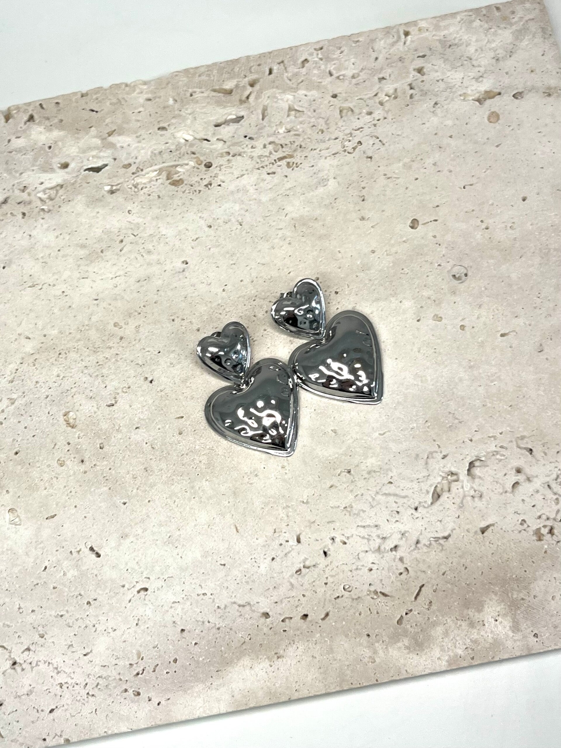 Heart duo oorbellen zilver