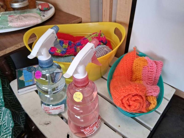 Homemade Glass Cleaner - Blue Spray Bottle