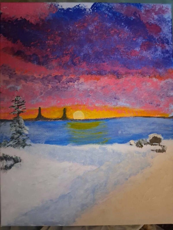 Winter at Lake Huron Painting