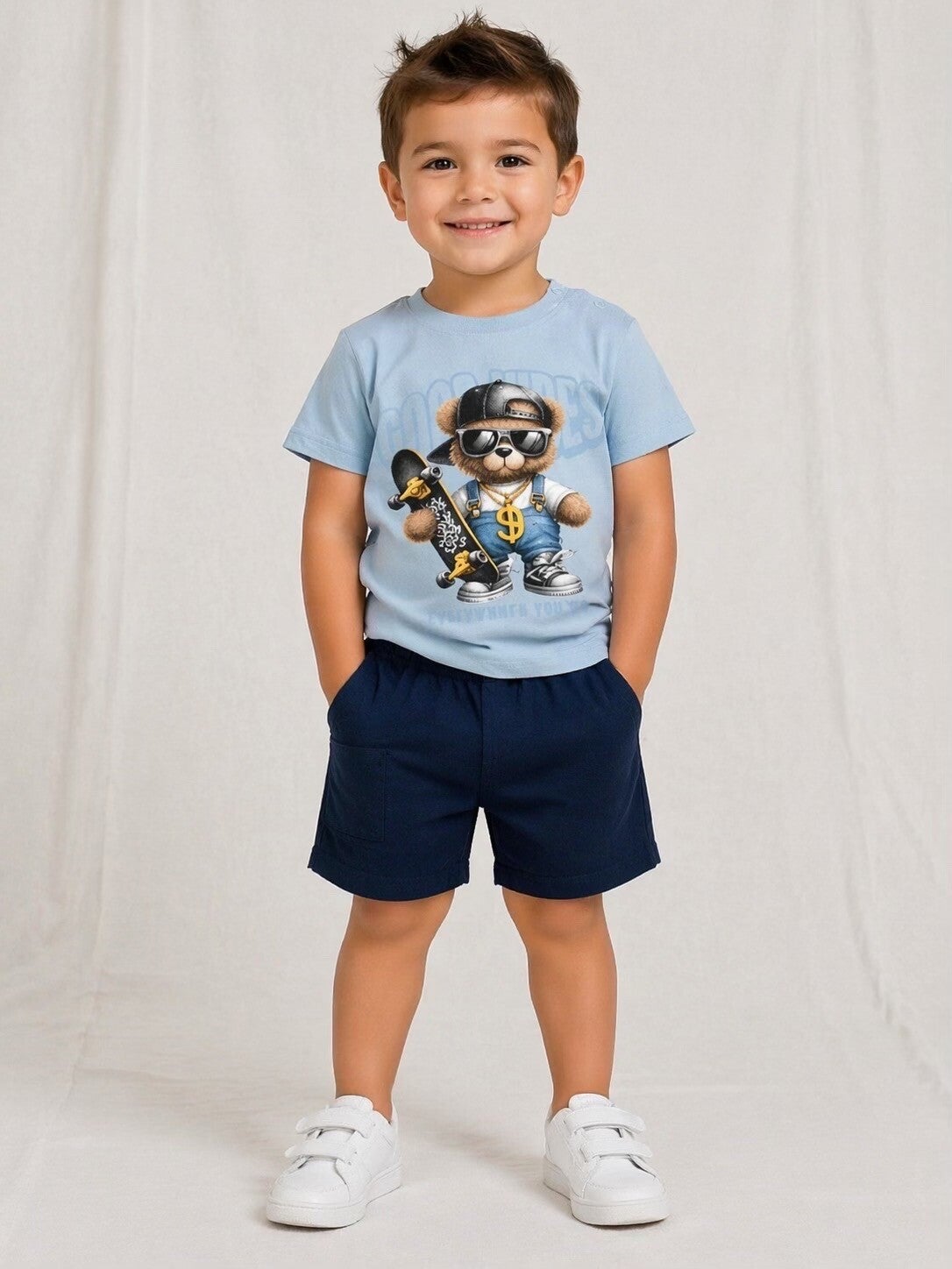 Jongens stoer zomer setje blauw