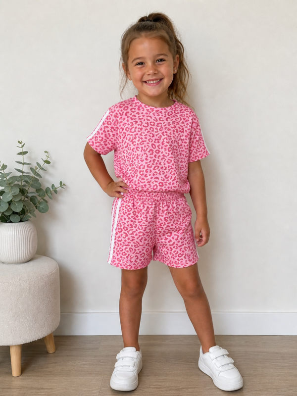 Meisjes leopard set roze
