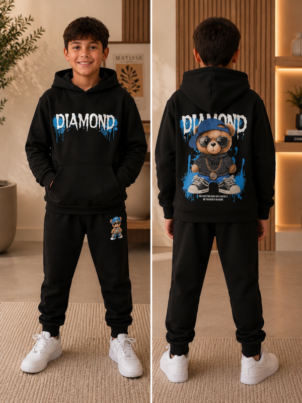 Jongens diamond bear trainingspak blauw
