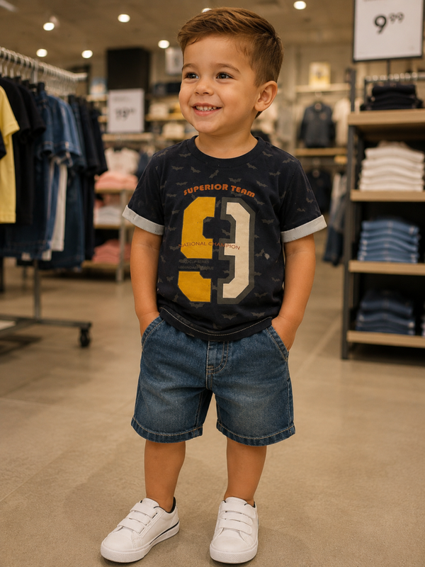 Jongens set Tshirt met denim look broek