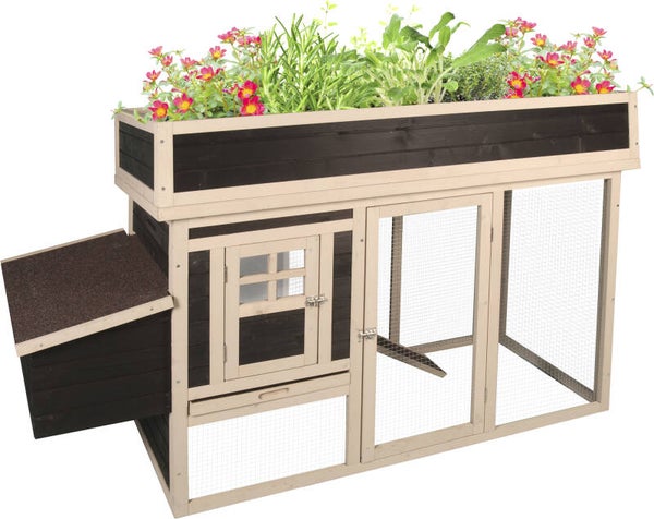 FLGO KIPPENHOK MET REN FLORA COUNTRY Bruin 168x65x106CM