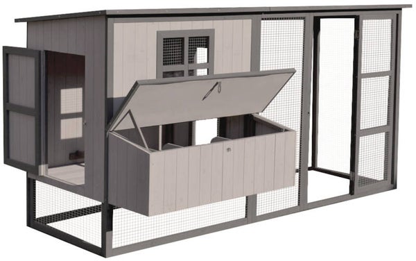 FLGO Kippenhok Calypso Cottage Grijs 222.2cm L x 102cm B x 111.5cm H