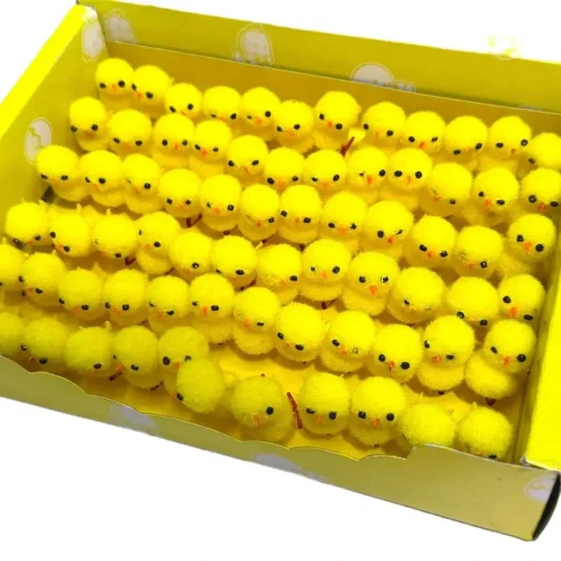 Klein geel kuiken pluche, 3 stuks