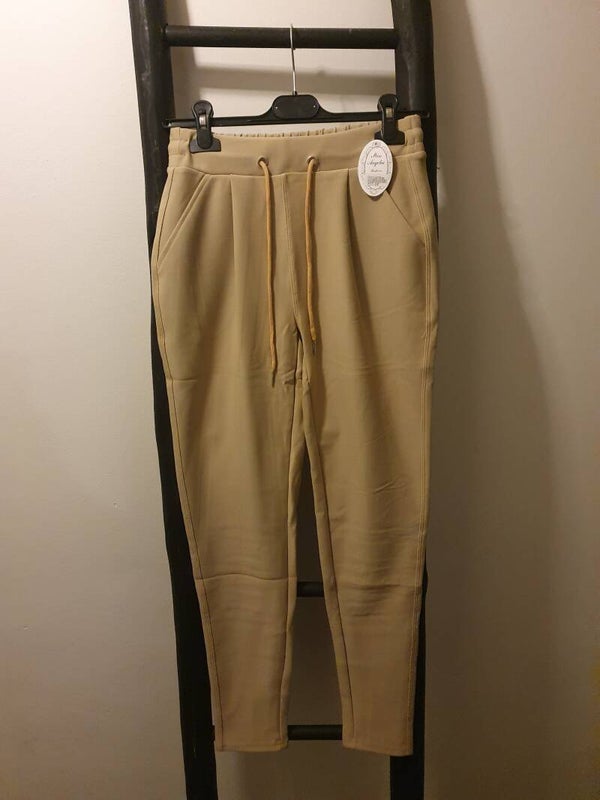 Comfort broek met koordjes licht beige