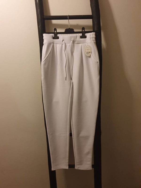 Comfort broek met koordjes wit