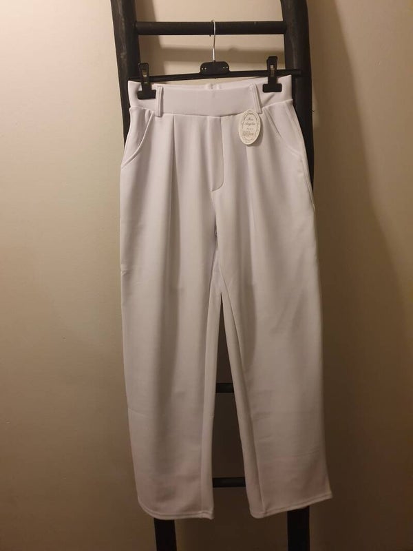 Comfort broek met wijde pijpen wit