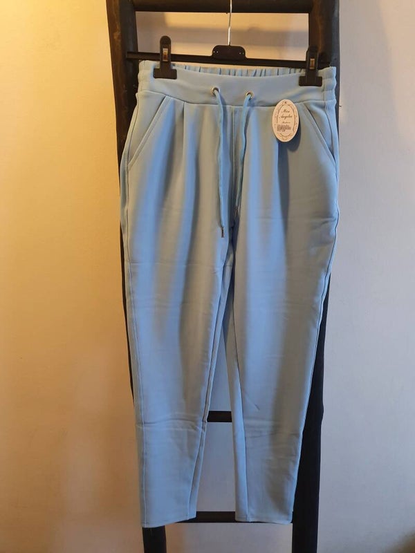 Comfort broek met koordjes lichtblauw