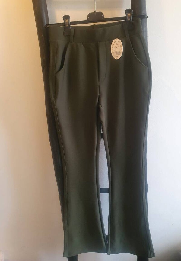 Comfort broek flair olijf