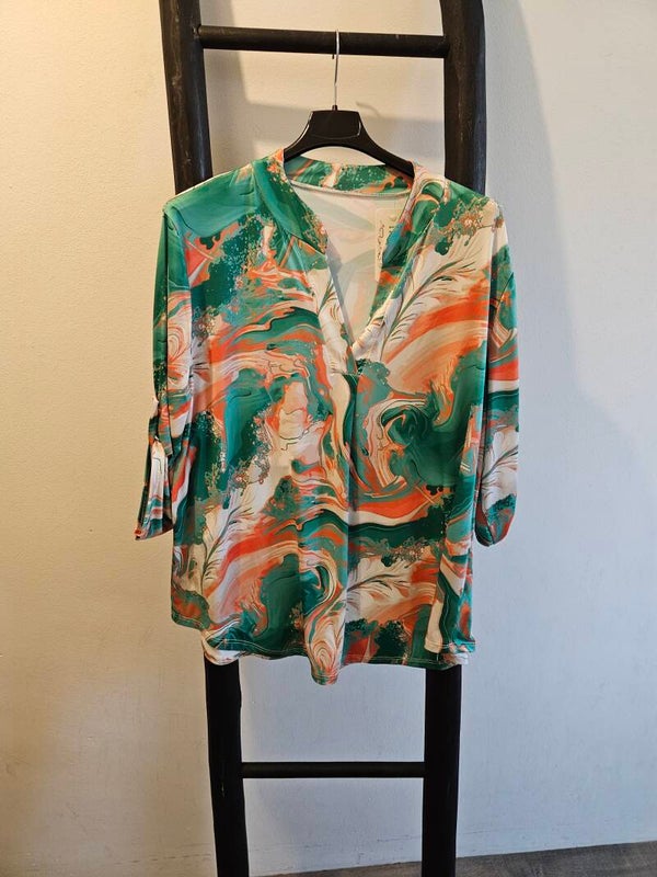 Travelstof top met print 7