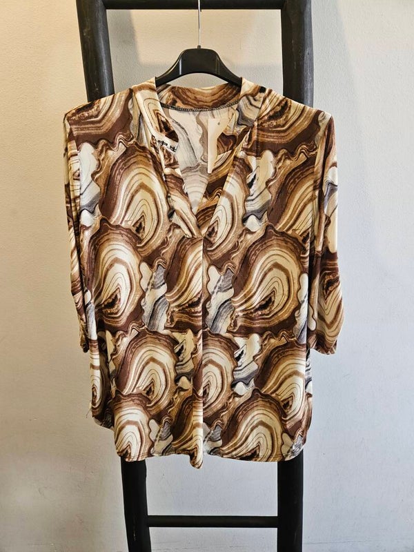 Travelstof top met print 2