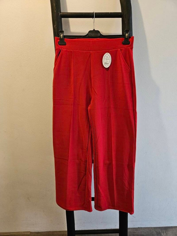 Comfort broek wijde pijp met siernaad rood