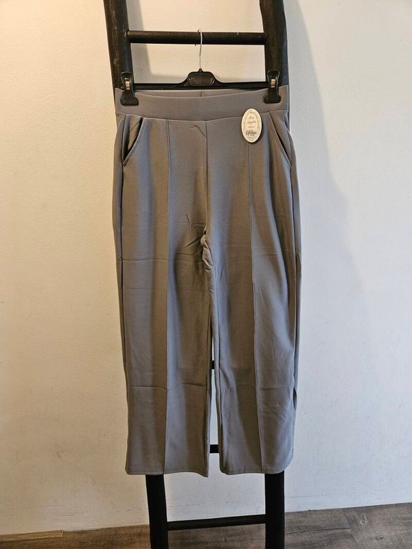 Comfort broek wijde pijp met siernaad grijs