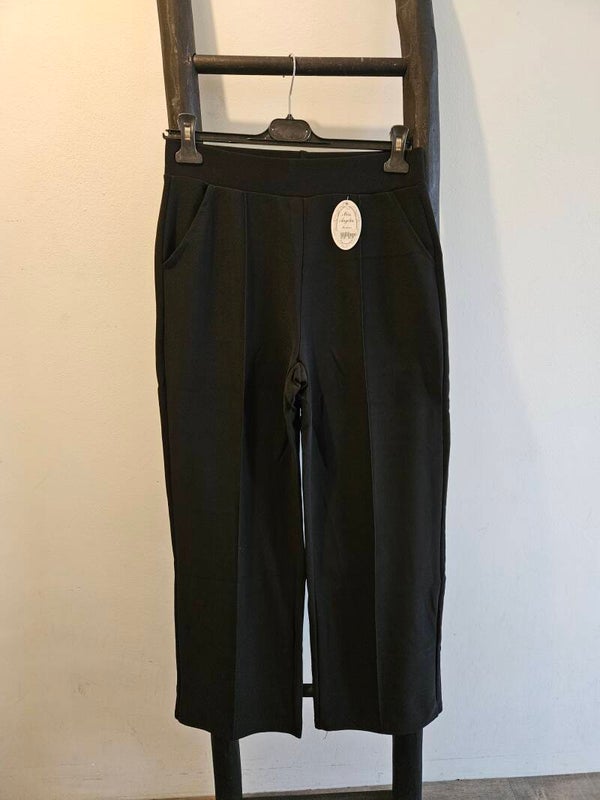 Comfort broek wijde pijp met siernaad zwart