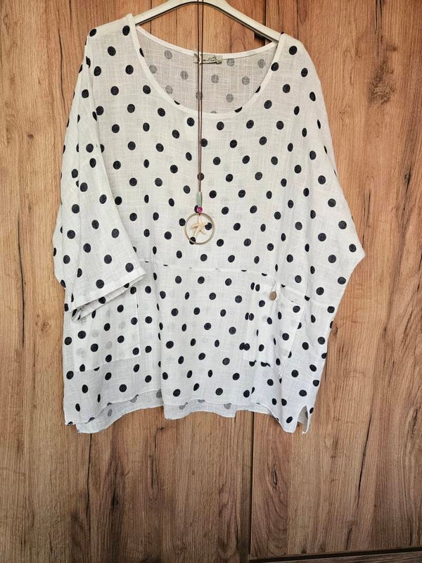 Blouse met stippen wit
