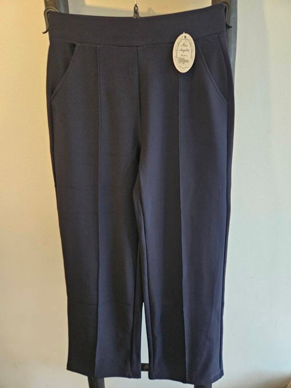 Comfort broek wijde pijp met siernaad donker blauw
