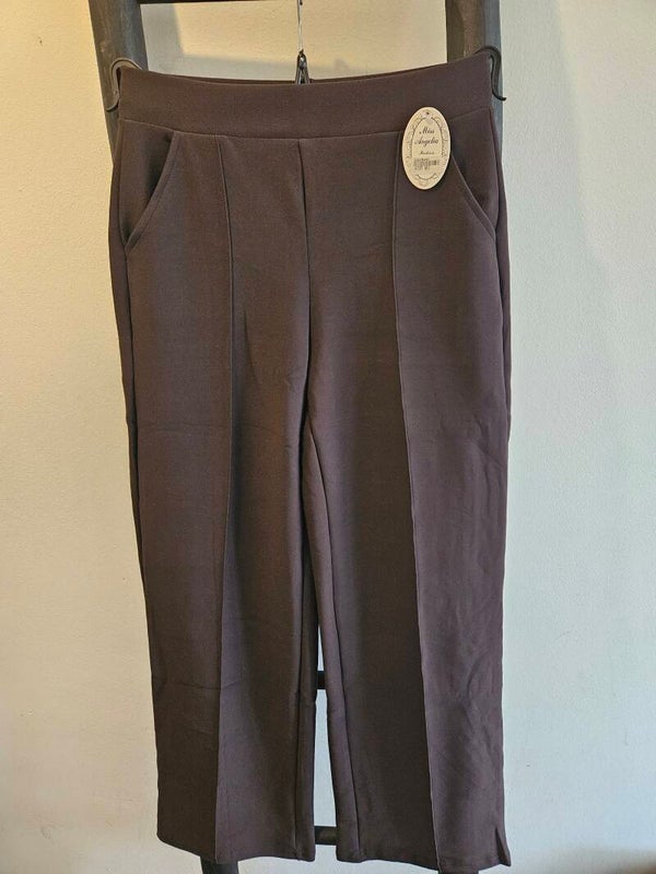 Comfort broek wijde pijp met siernaad bruin