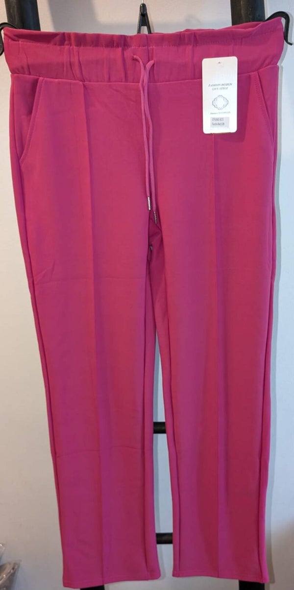 Comfort broek met siernaad Fuchsia