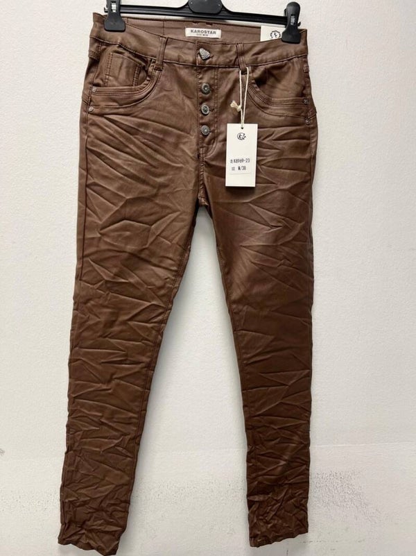 Karostar leatherlook bruin met knopen K 8969-23