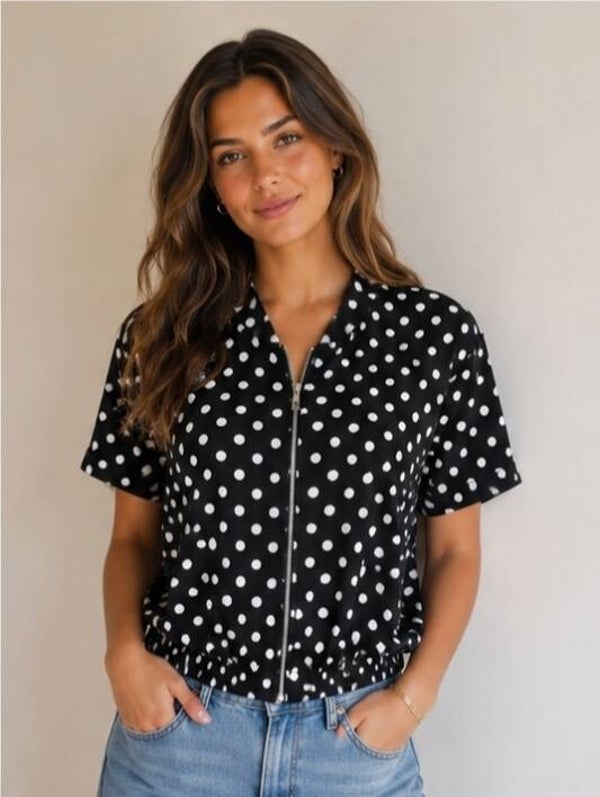 Magna vest/jasje B-2610 dots zwart/wit