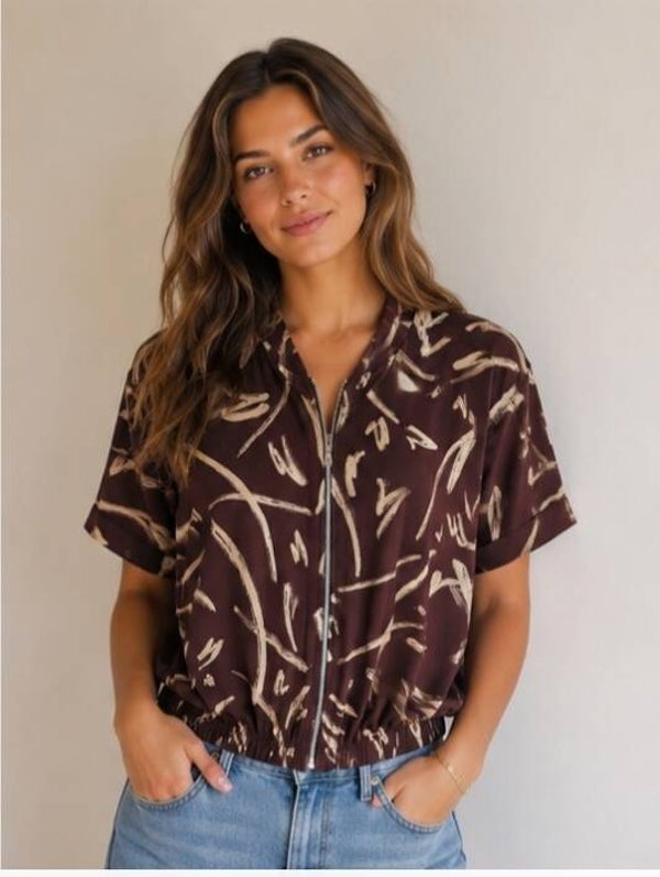 Magna best/jasje B-2610 bruin/beige print