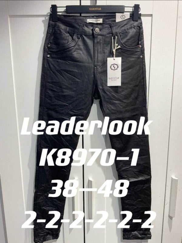 Karostar leatherlook zwart 1 knoop K8970-1
