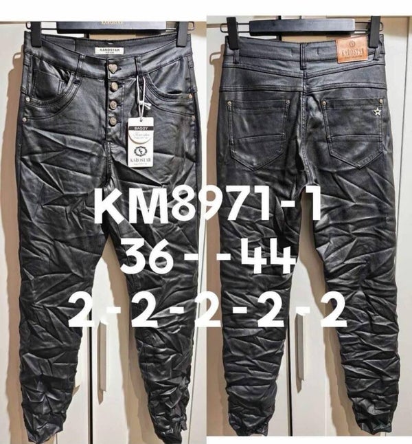 Karostar leatherlook zwart meerdere knopen K8971-1