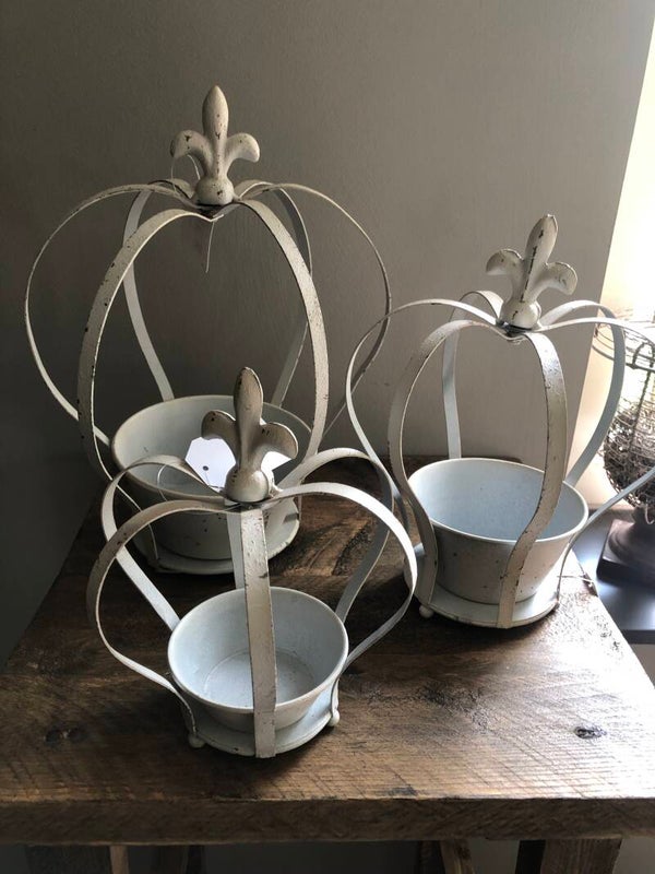 Decoratie kroon Cream antique M