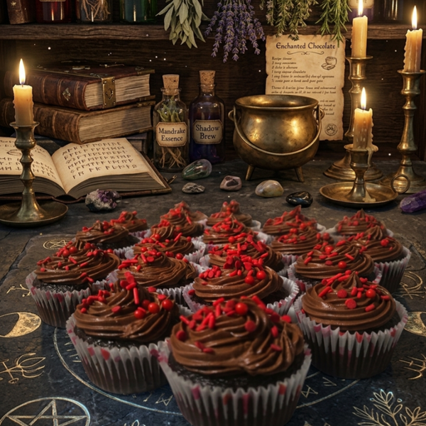 Cauldron Cocoa Cupcakes (with chocolate creme center)