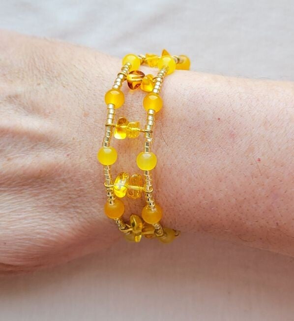 Handgefertigter Bernstein Armreif Damen „Elena“ – exklusives Design