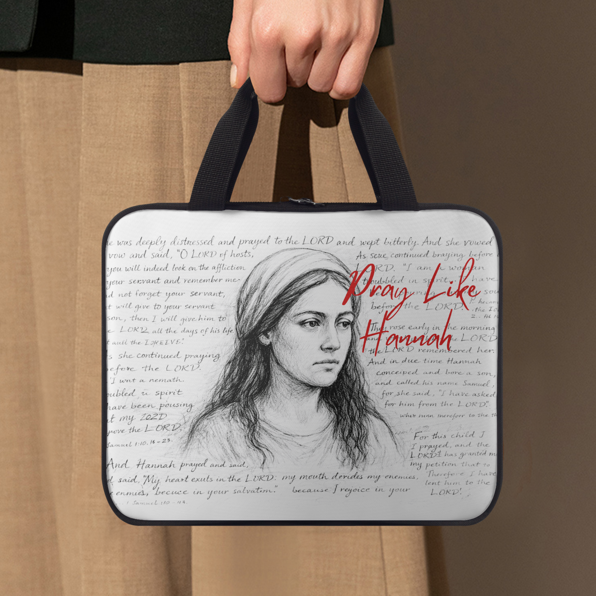 Pray Like Hannah - Canvas Zipper Bible Bag
