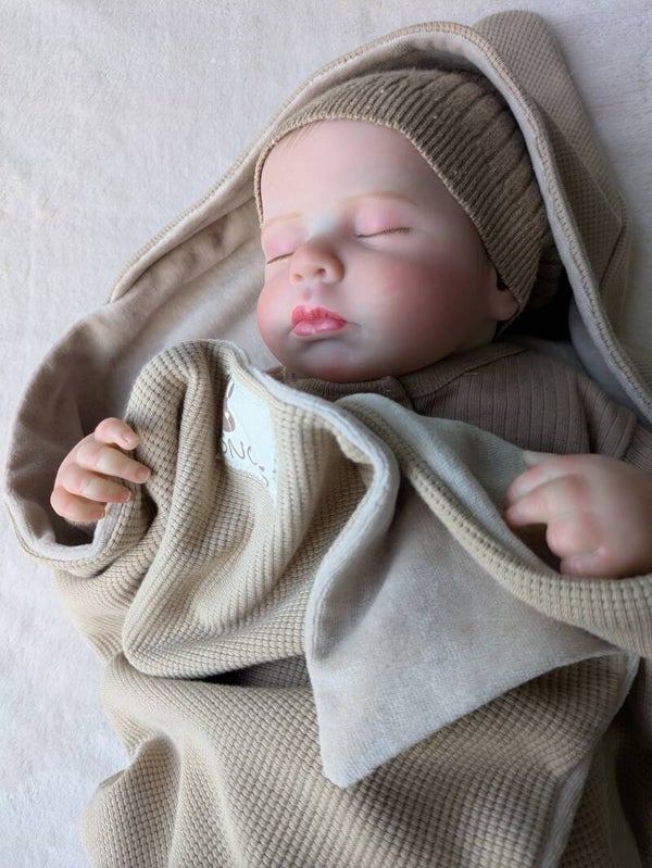 Wikkeldeken: wafel tricot & velvet nude