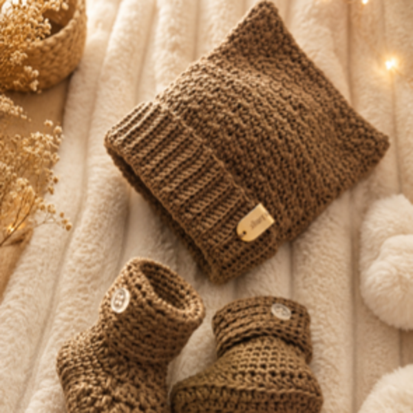 Bonnet chat avec ses petits chaussons