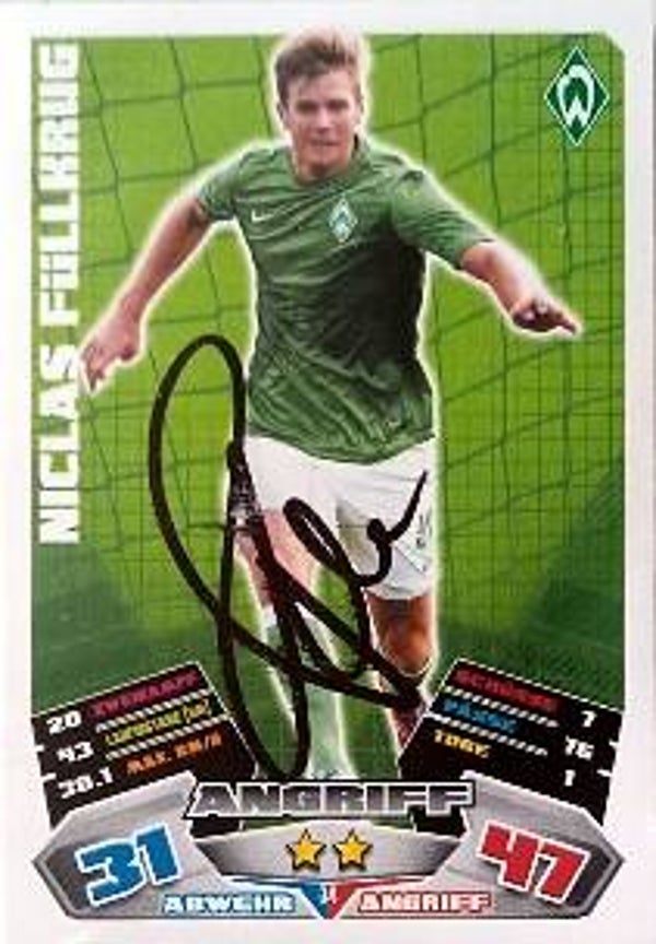 Niclas Füllkrug SV Werder Bremen 2012/2013 Match Attax Card orig. signiert